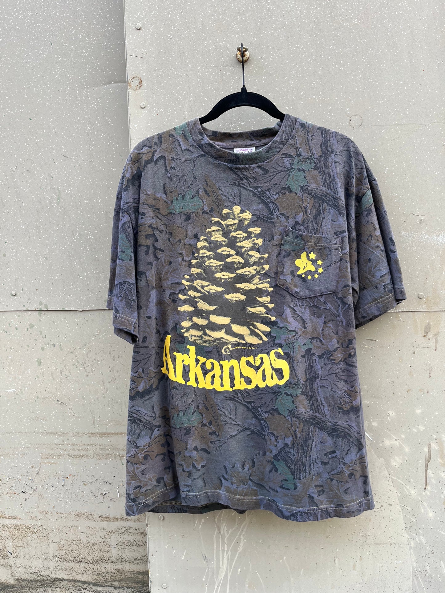 L/XL Vtg Overdyed Camo Pinecone Shirt