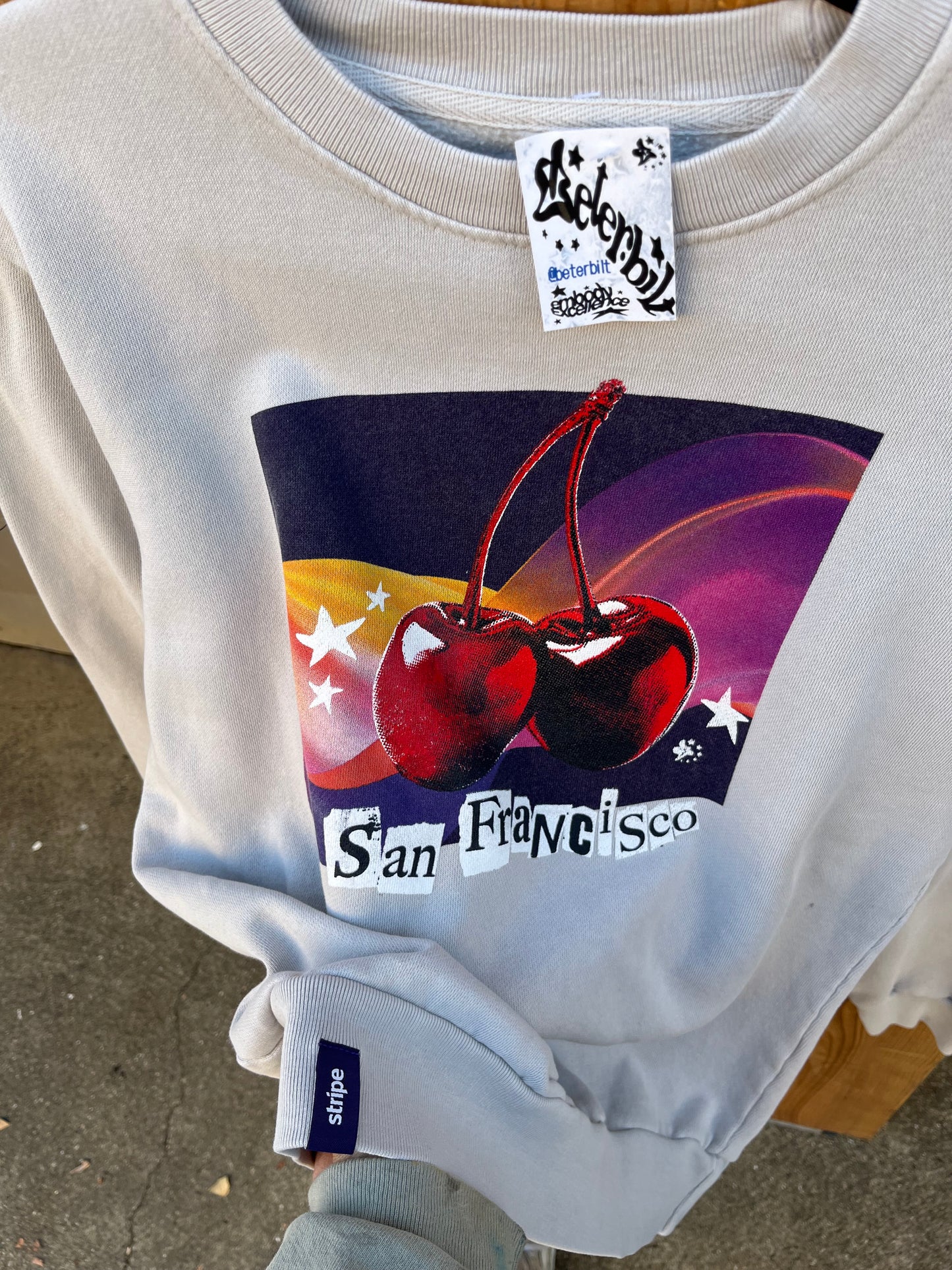 L SF Cherry Stripe Sweatshirt