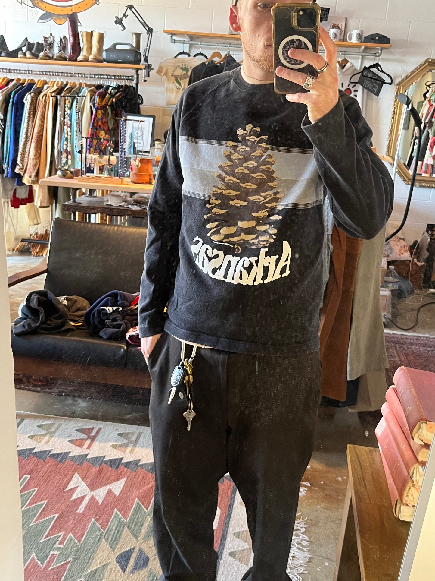 S Y2K Old Navy Arkansas Pinecone Cotton Raglan Pullover