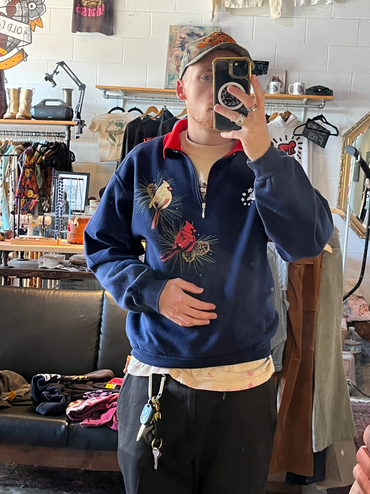 M Cardinal Pinecone Quarter Zip Pullover