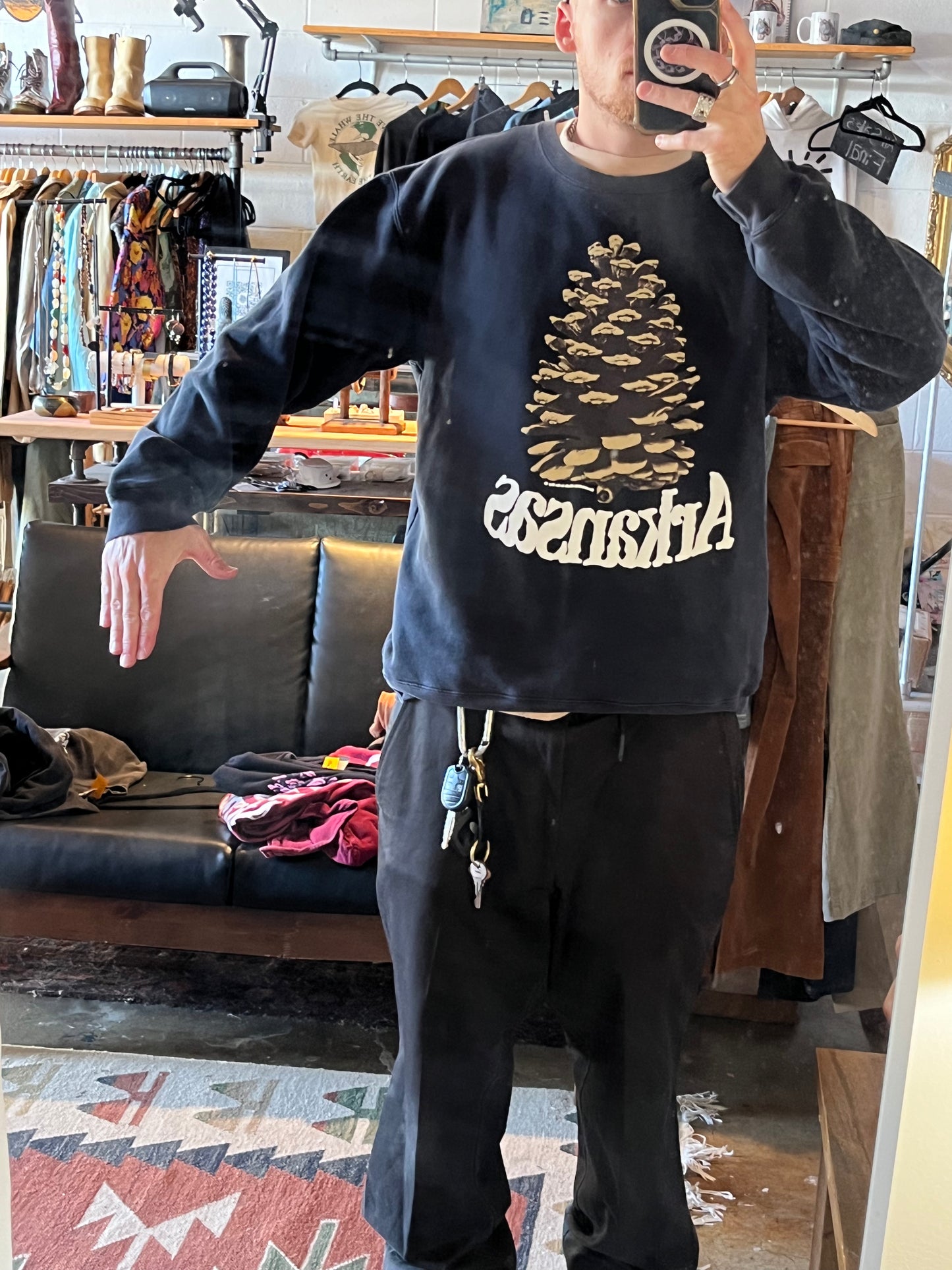 M Y2K Lands End Arkasnas Pinecone Sweatshirt